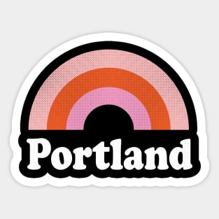 Portland, Oregon - OR Retro Rainbow and Text Sticker